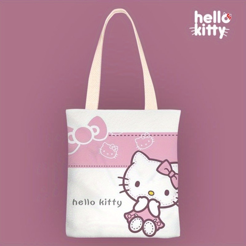 Kawaii Hello Kitty Pattern Canvas Bag, Lightweight Versatile Handbag ...