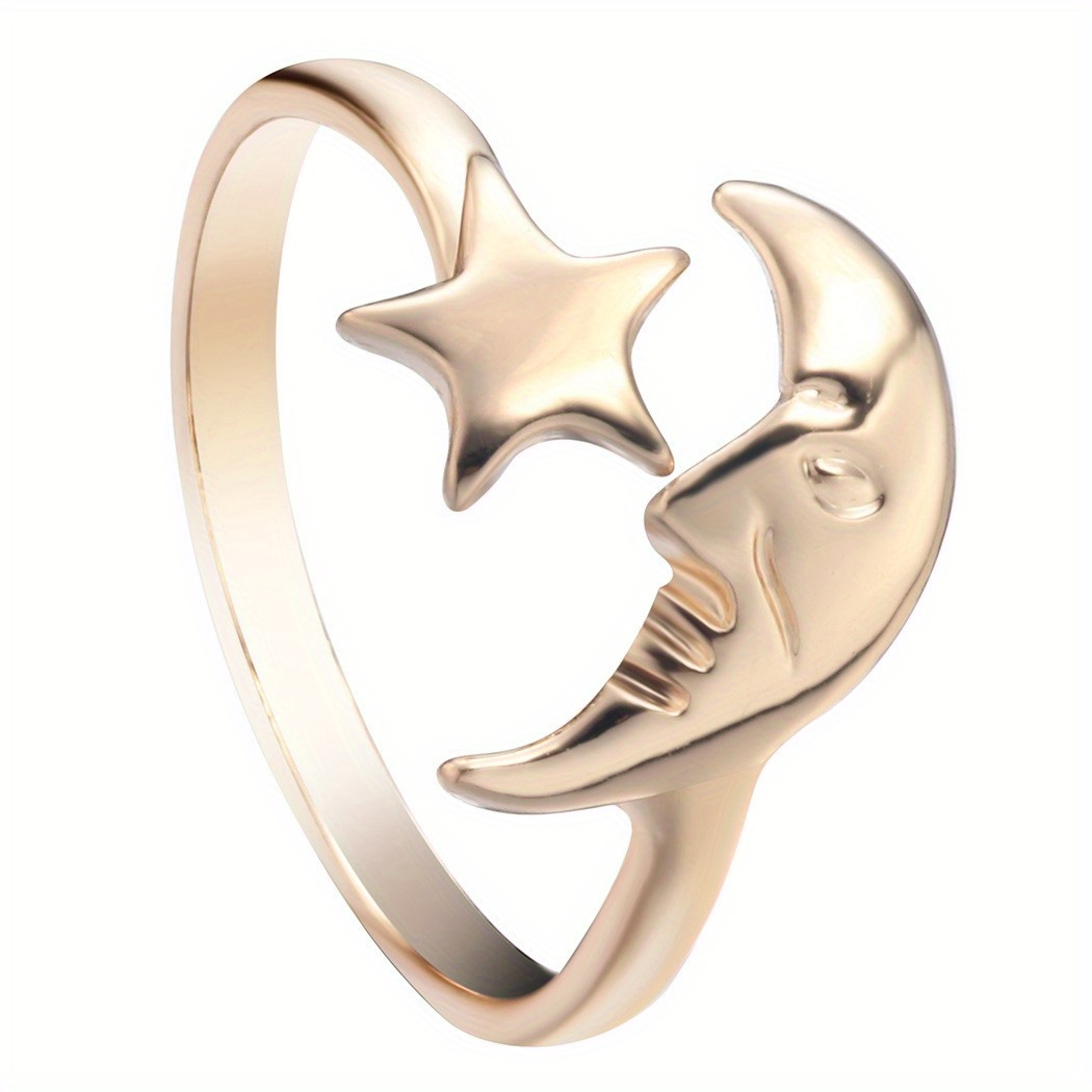 Deer Head Ring Moon Stars OK Christmas Ring Couples Wedding Gift