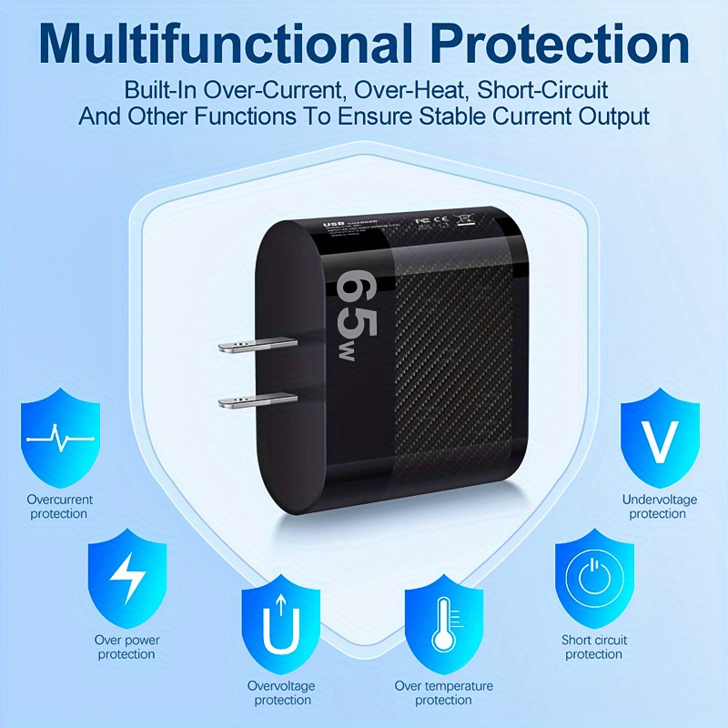 6 ports 65w pd us standard fast charge details 3