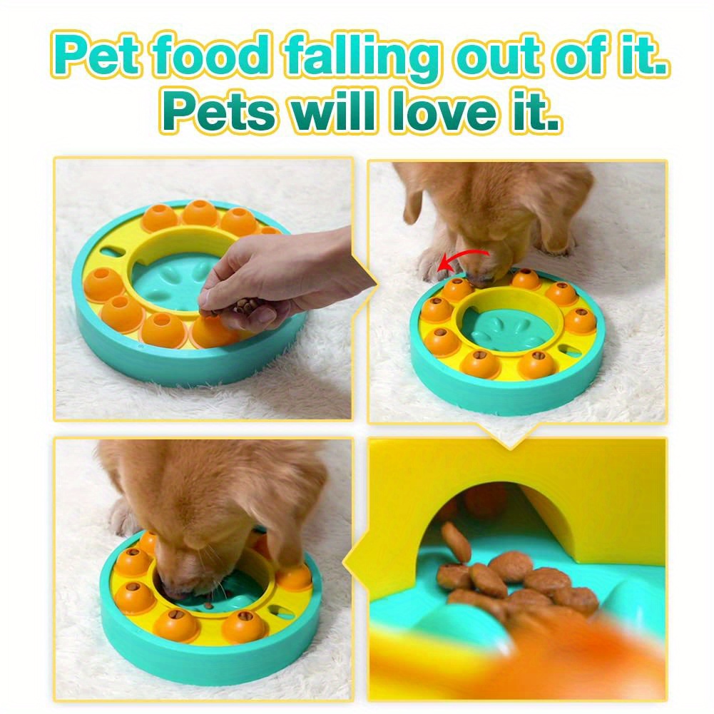 Papaba Dog Feeding Toy,Pet Dog Puppy Hexagon Paw Round Feeder Feeding  Training Interactive Puzzle Toy 