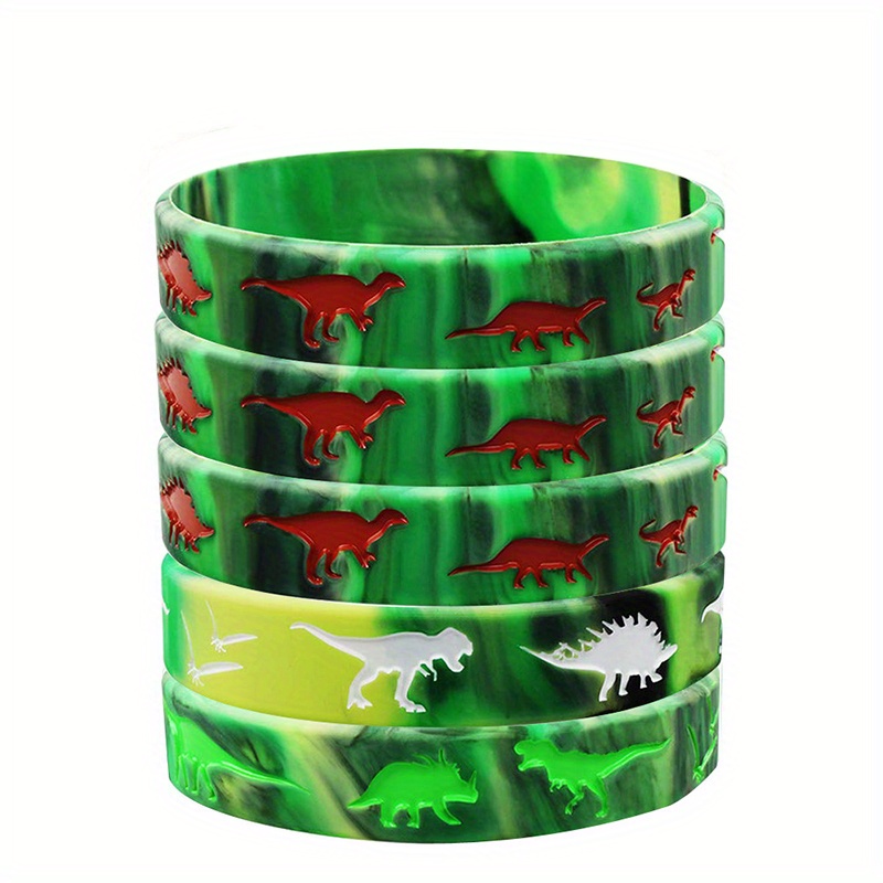 5PCS Dinosaurio Pulsera De Silicona Fiesta Favores Bolsa Llena