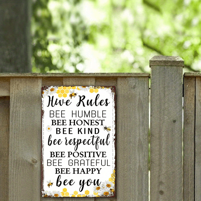 Decor Bee Hive Rules Sign Home Honey Bee - Temu United