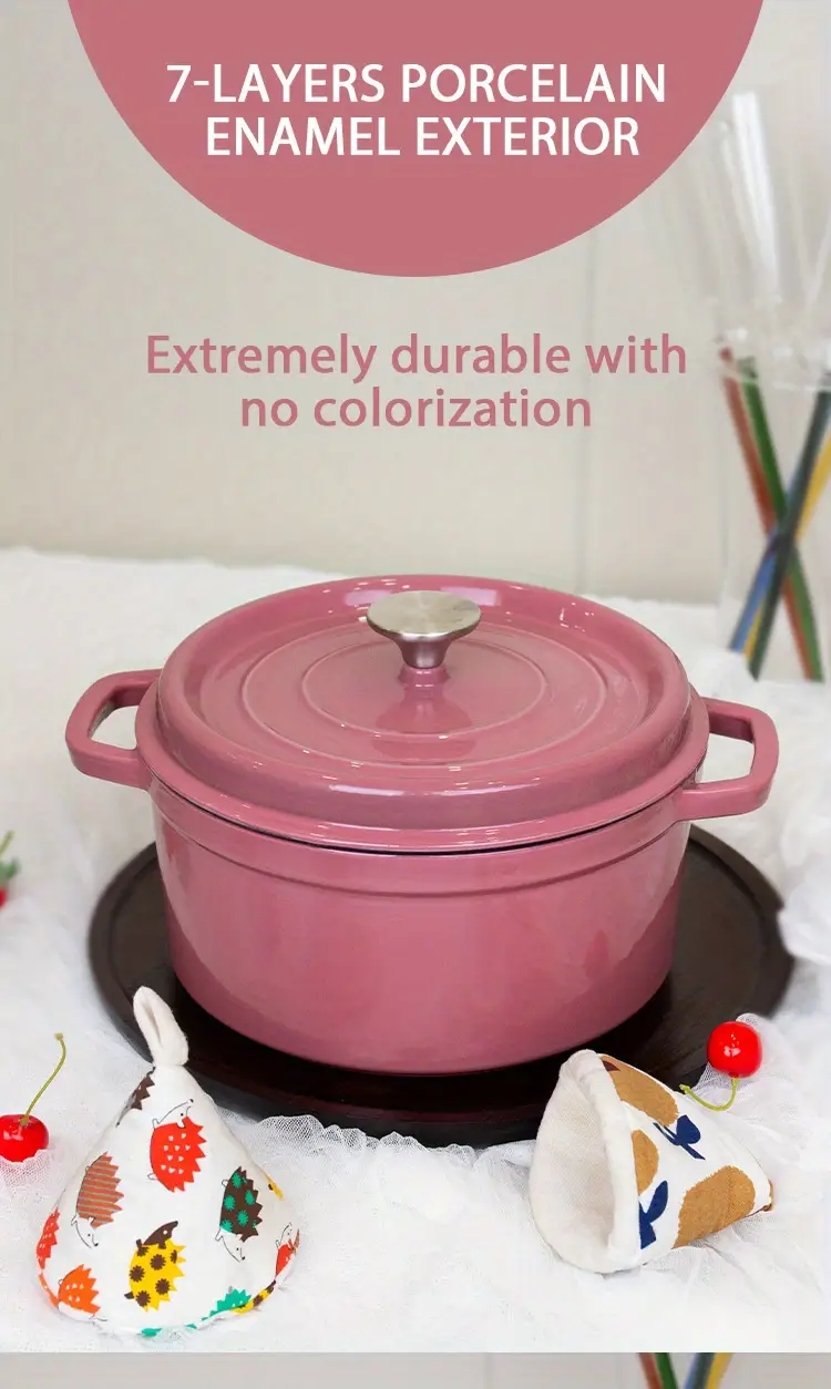 1 шт. классическая 22 см чугунная эмалированная голландская печь, кастрюля диаметром 8,6 дюймов, посуда, медленное приготовление, тушение, жаркое, красная с крышкой, детали 0