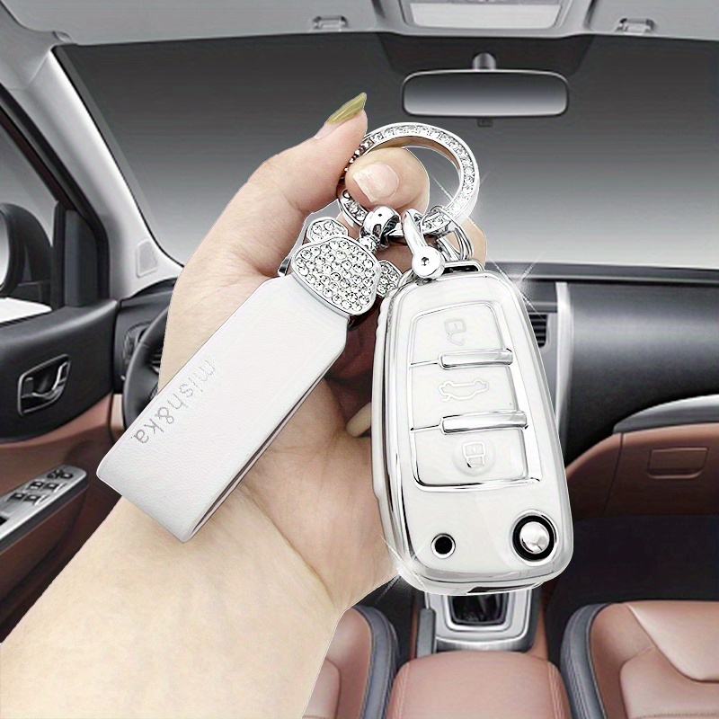 Car Key Chain Luxury Genuine Leather Keychain Pure Color Buckle Car Key Ring  Car Accessories Gift Car Keychain - Key Chains - AliExpress