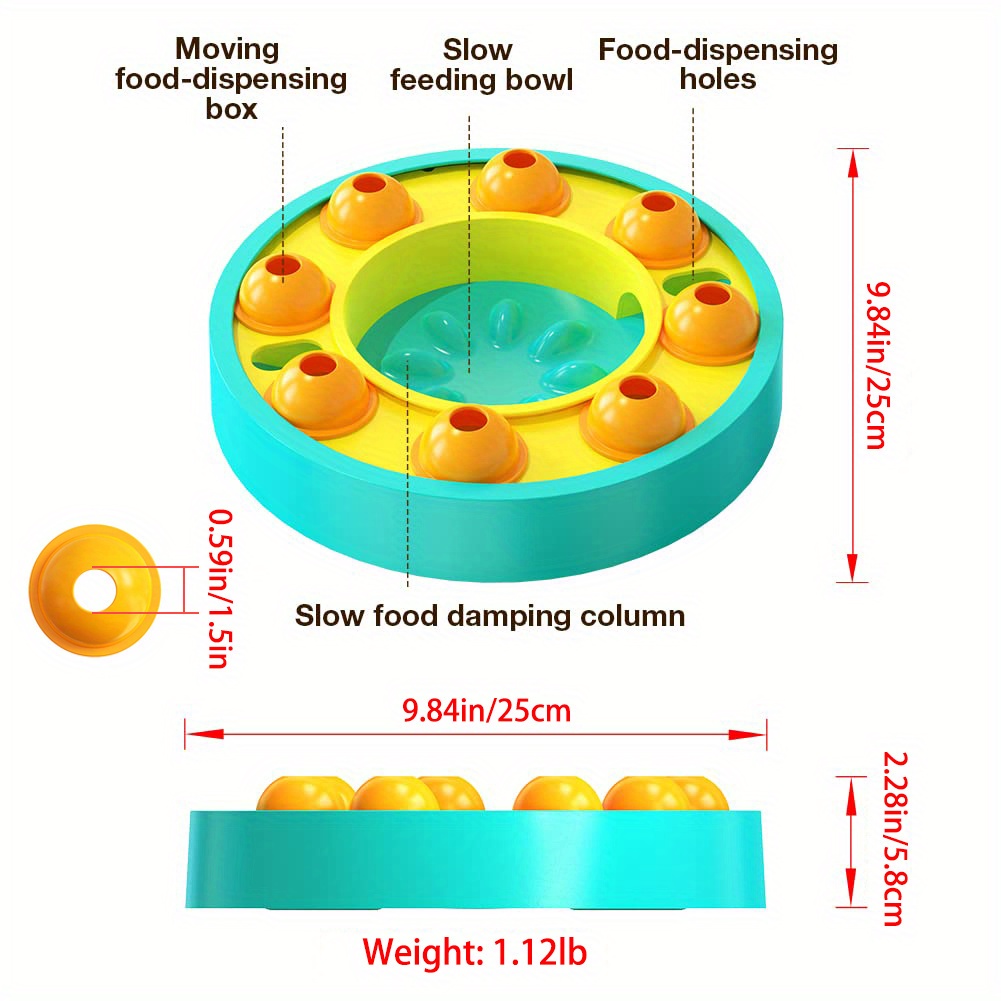 Dog Puzzle Toys, Spinning Food Dispensing Toy Slow Feeder Bowl For IQ  Training Interactive Dog Toys