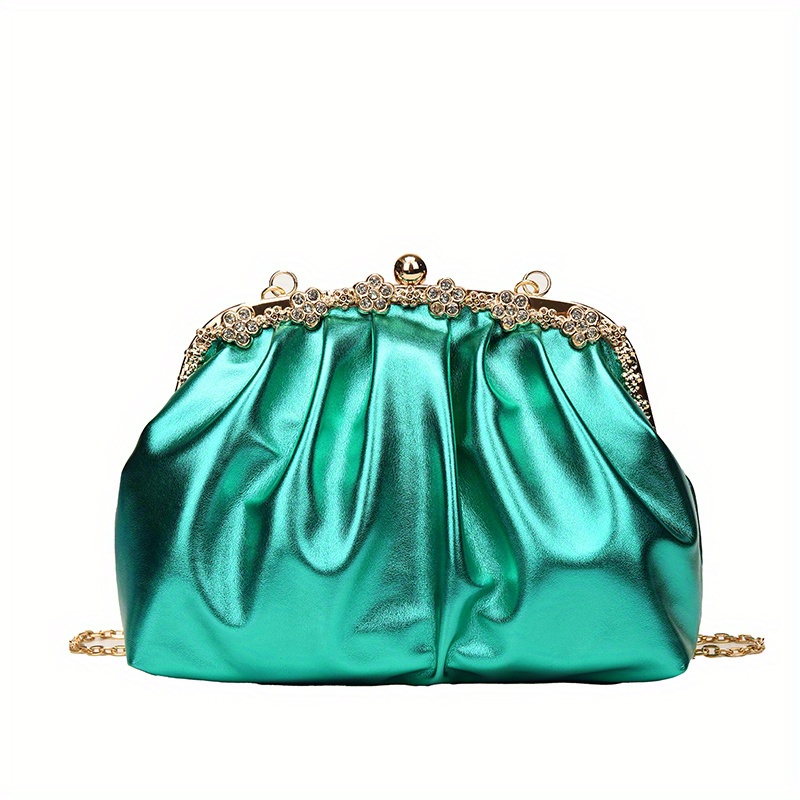 Rhinestone Green Evening Bag  Clutch Evening Handbag Green