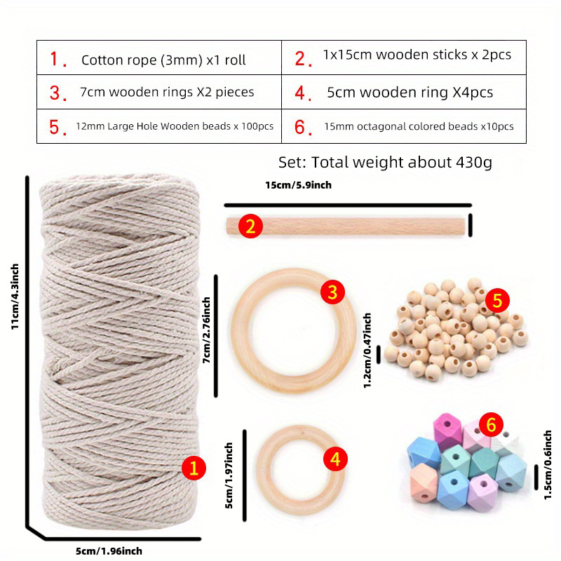 Macrame Kit, Natural Cotton Macrame Cord