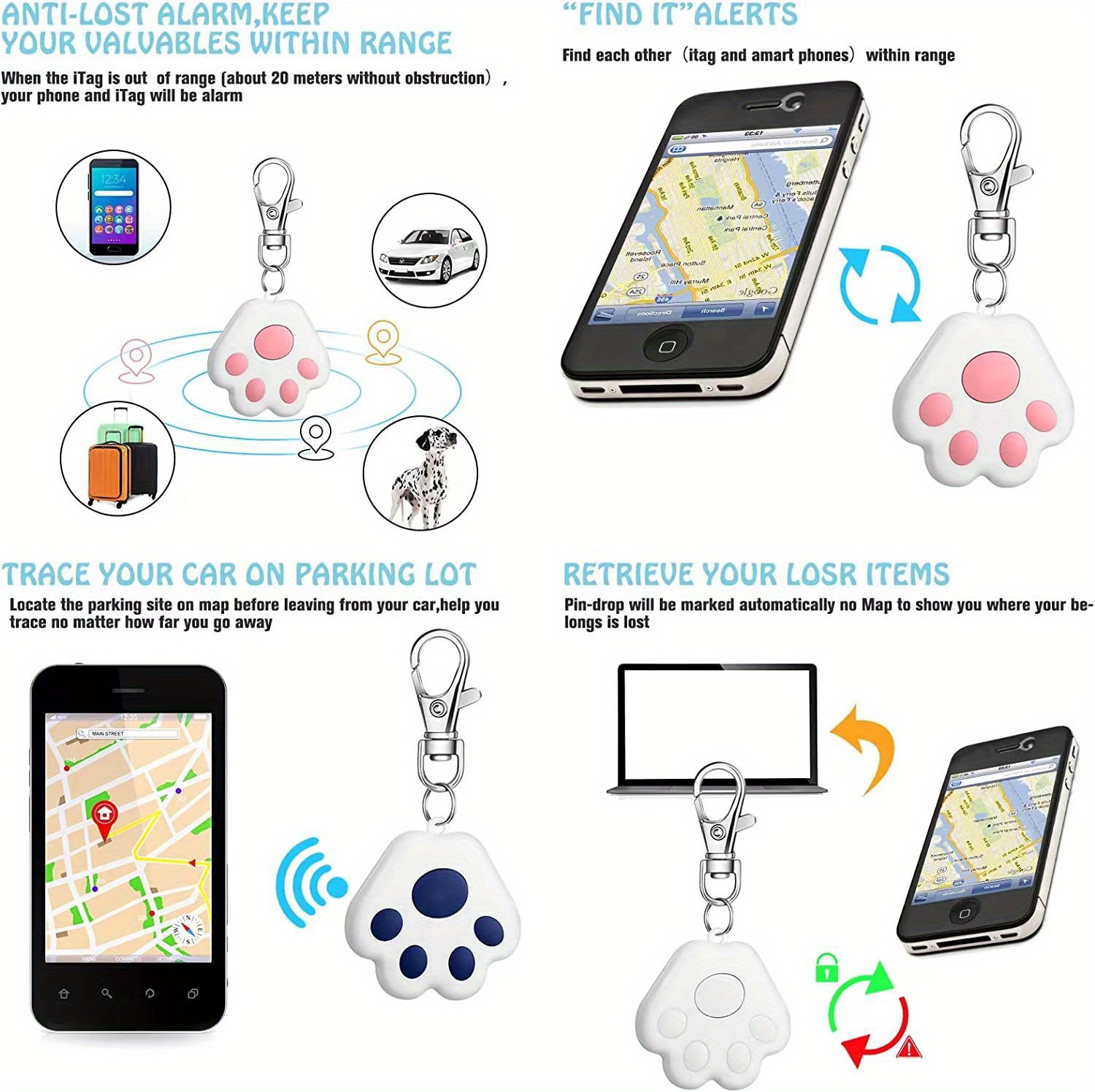 Mini Wireless Anti Lost Alarm Tracker Gerät Schlüsseltaschen Gepäck