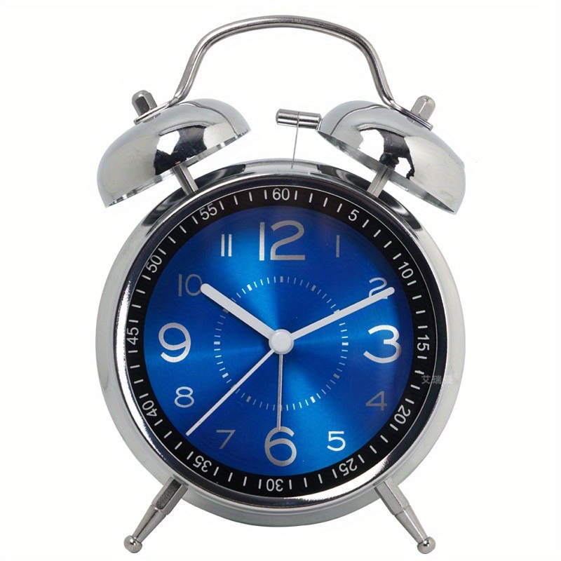  JUSTUP Reloj despertador retro, reloj despertador de metal  dorado de 4 pulgadas con luz nocturna, reloj silencioso y sin tictac,  funciona con pilas, reloj despertador de mesa analógico para sala de
