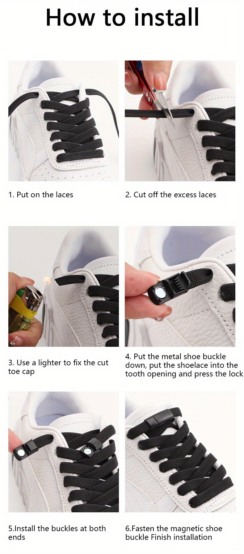 1 Pair Diamond Cross Locks No Tie Elastic Shoelaces for Sneakers, Durable Acetate Fiber