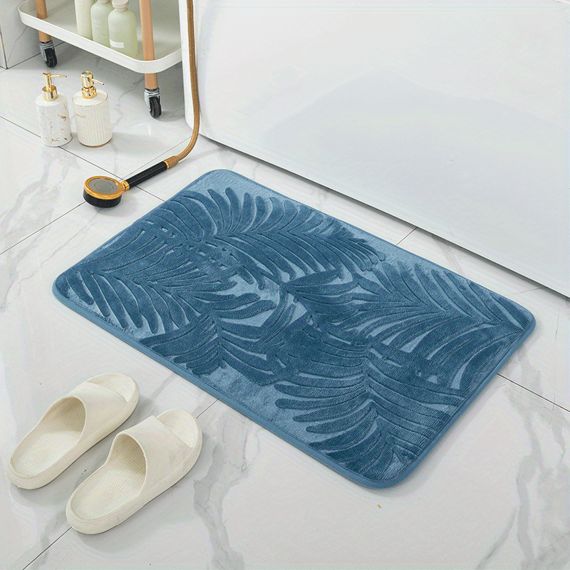 Leaf Pattern Bath Rug Non Slip Absorbent Bath Mat