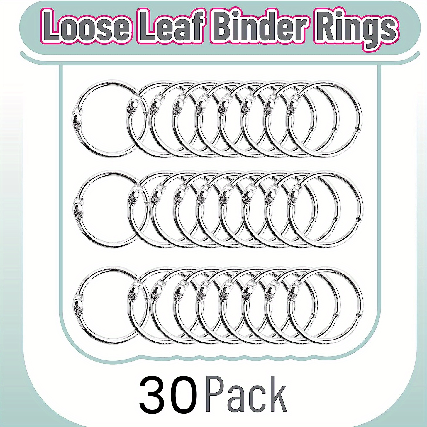  uxcell Loose-Leaf Binder Rings, 30mm/ 1.2 inch Metal Book Ring  Key Holder for Home, Office Supplies, Rose Red, 36Pack : Office Products