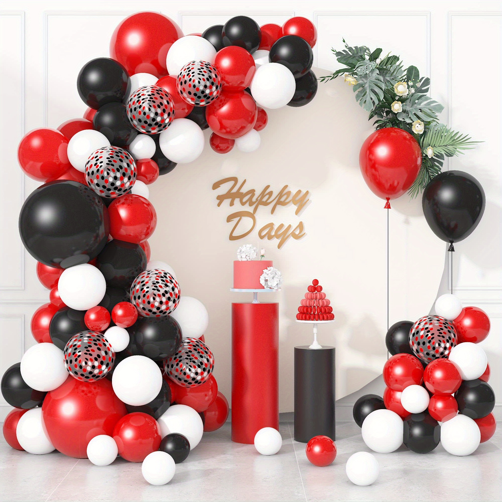 Red Black Balloon Arch Kit With Red Black Mixed Sequin - Temu