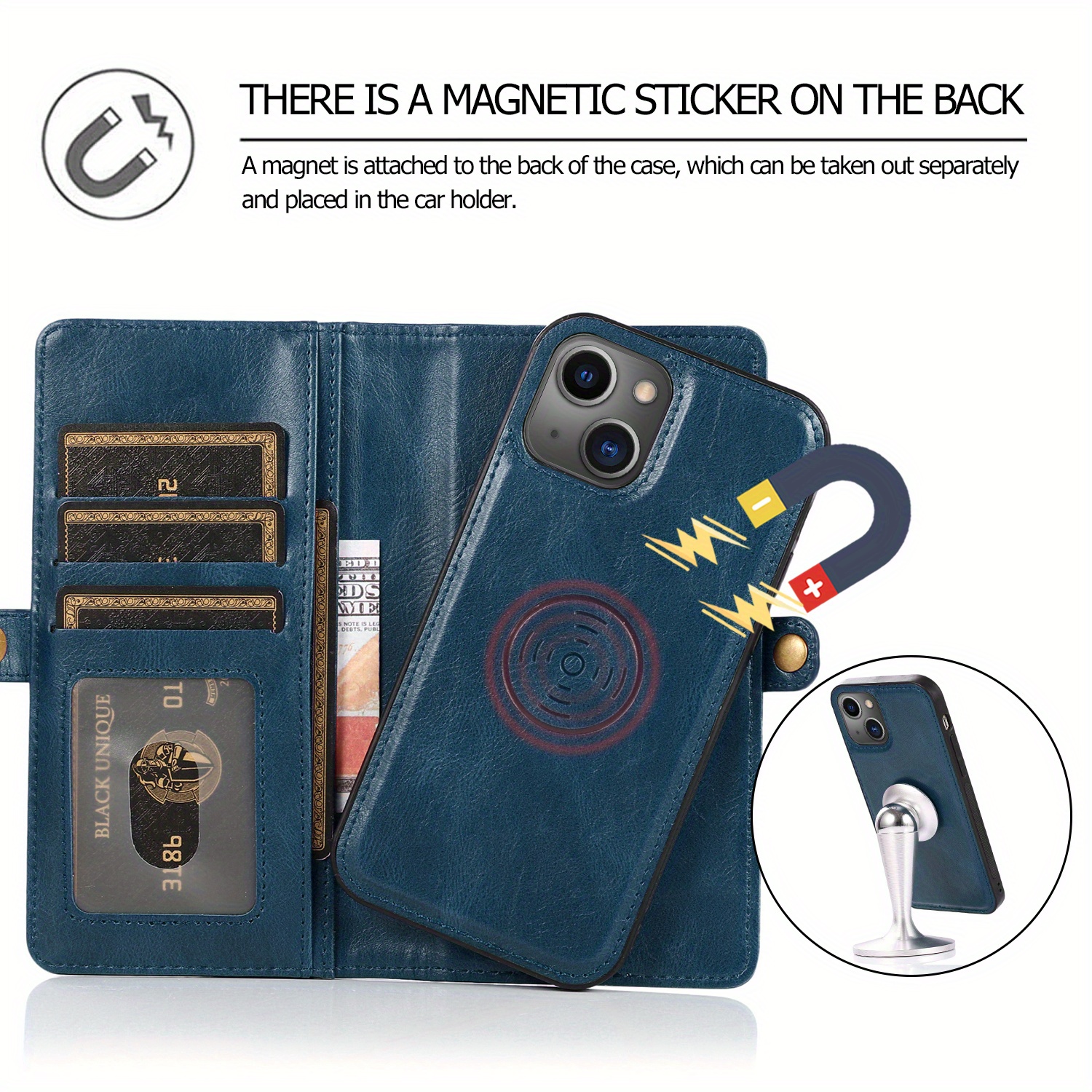 For iPhone 14 Pro Max Caseme Double Wallet Flip Zipper Card Holder