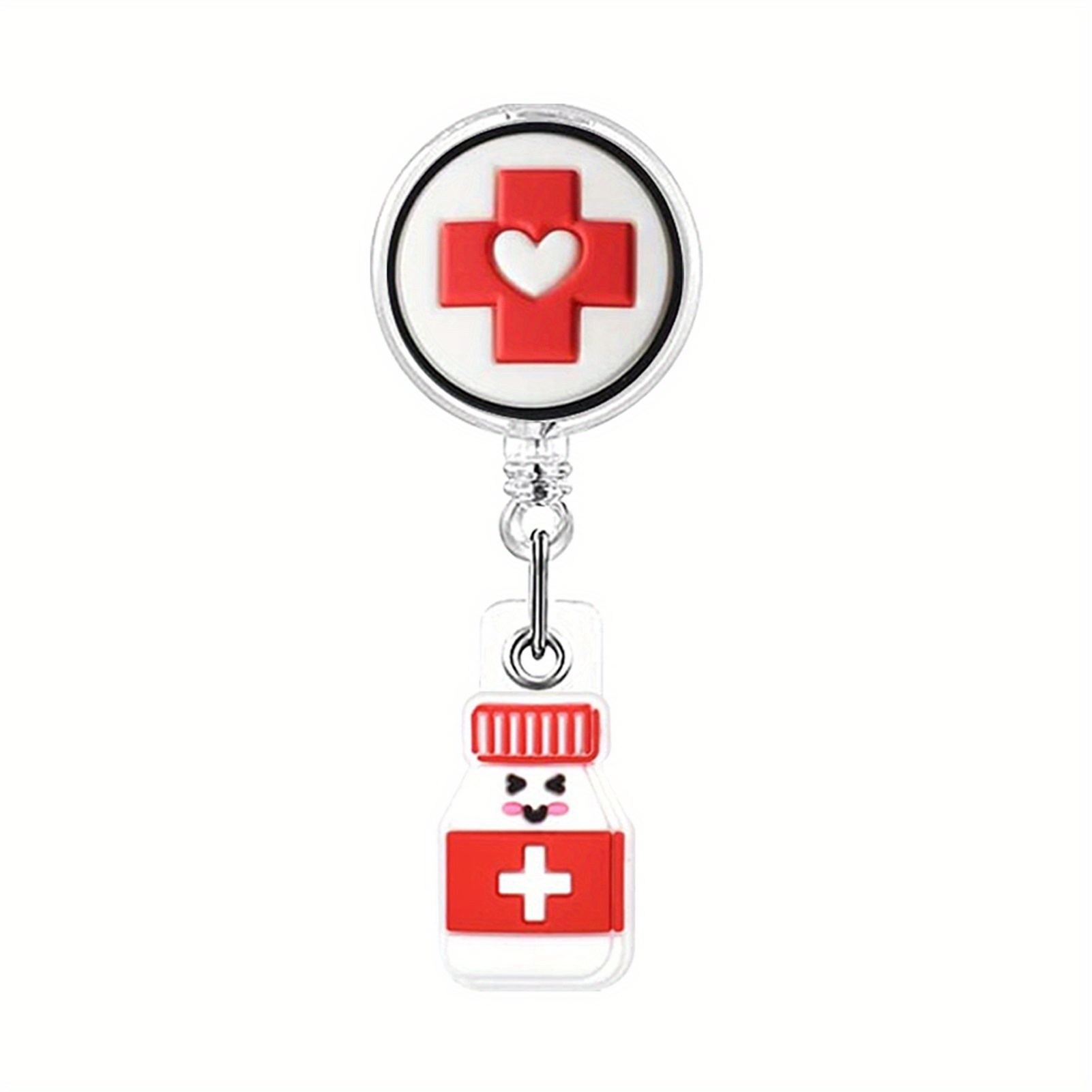 Resin Retractable Id Badge Easy To Pull Up Medical Love - Temu