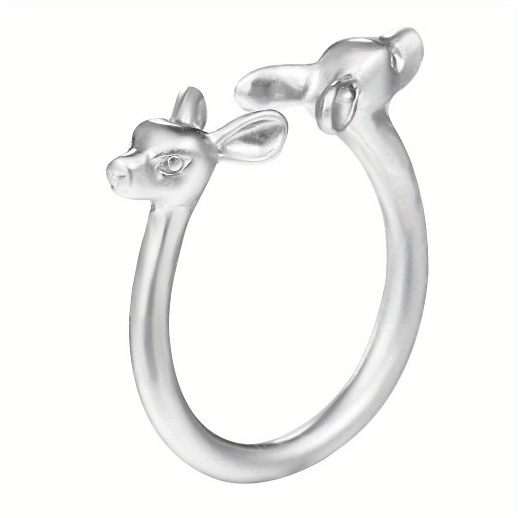 Deer Head Ring Moon Stars OK Christmas Ring Couples Wedding Gift