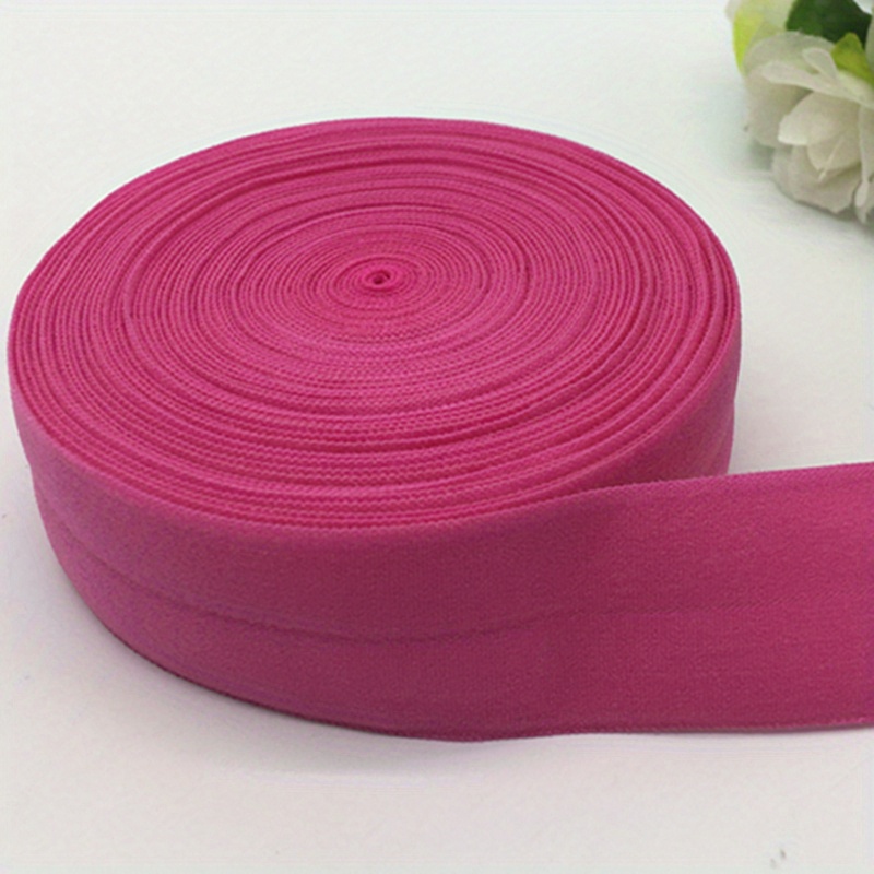 5Yards Elastic Ribbon Fold Over Elastic 1 Inch Wide Spandex Satin Band Ties  Hair Accessories Lace Trim for Sewing Craft DIY Apparel-Colored Elastic