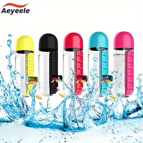 Portable Water Bottle With Built in Pill Box Perfect For - Temu