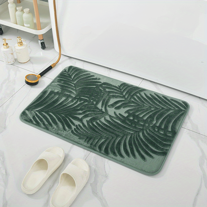 Leaf Pattern Bath Rug Non Slip Absorbent Bath Mat