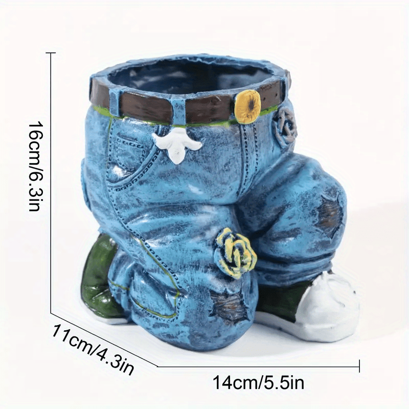 Funny Indoor Outdoor Flower Pots Resin Denim Pants Ornaments - Temu