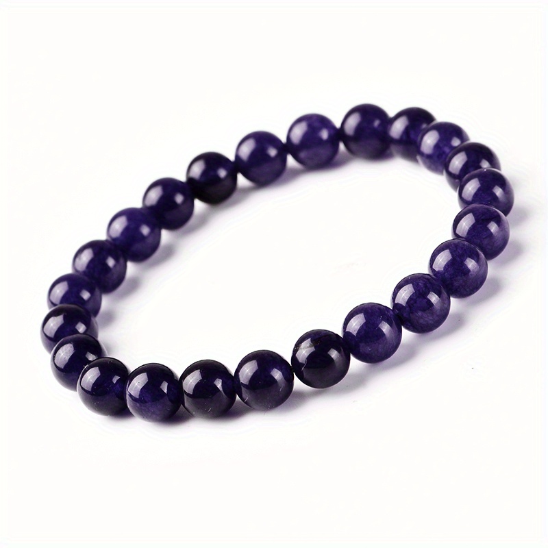 1pc 8mm Elasitic Crystal Gemstone Stone Beaded Bracelet Healing Stretch Hand Chain Adjustable Jewelry, Jewels Accessories for Women and Men,Temu