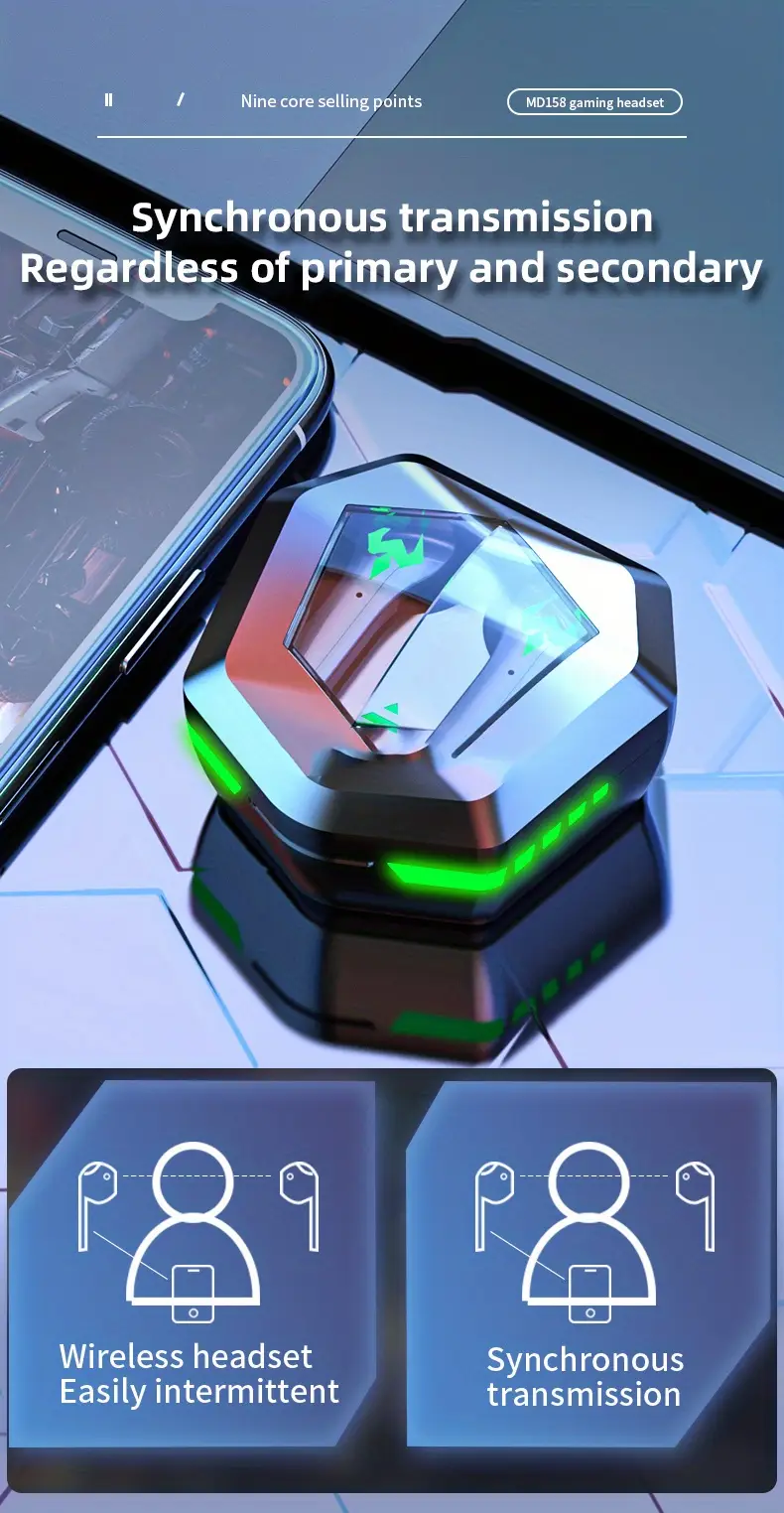 Aolon in-Ear BT Gaming Headset - LED Light