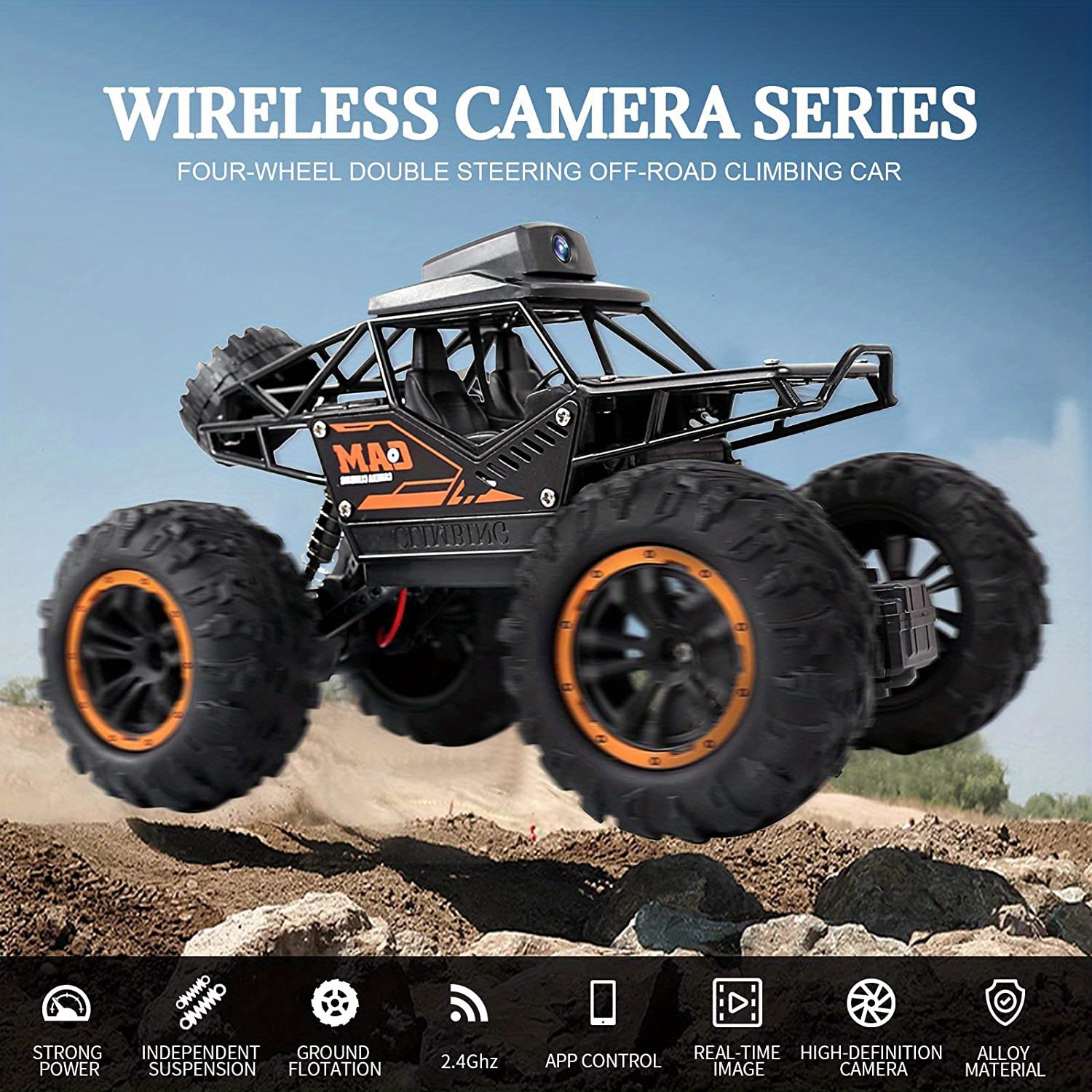 Petmoko Voiture télécommandée RC Cars avec caméra WiFi FPV HD 720P, échelle  2,4 Ghz 1/18 tout-terrain télécommandée Monster Trucks pour tout-petits  enfants adultes, cadeau pour garçons et filles cadeau pour enfants adultes 