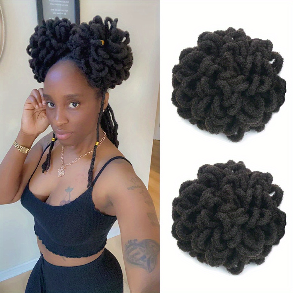 Synthetic Dreadlock Afro Puff Hair Bun Chignon Drawstring Ponytail Faux ...