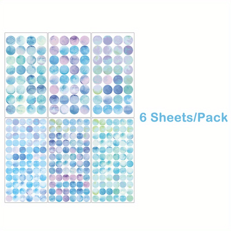 6-pack Polka Dot Stickers, Multicolor Glitter Paper, Self-adhesive, Fantasy Themed, Round Shape, Semi-, For Scrapbooking And Diy Crafts, Single Use Embellishments