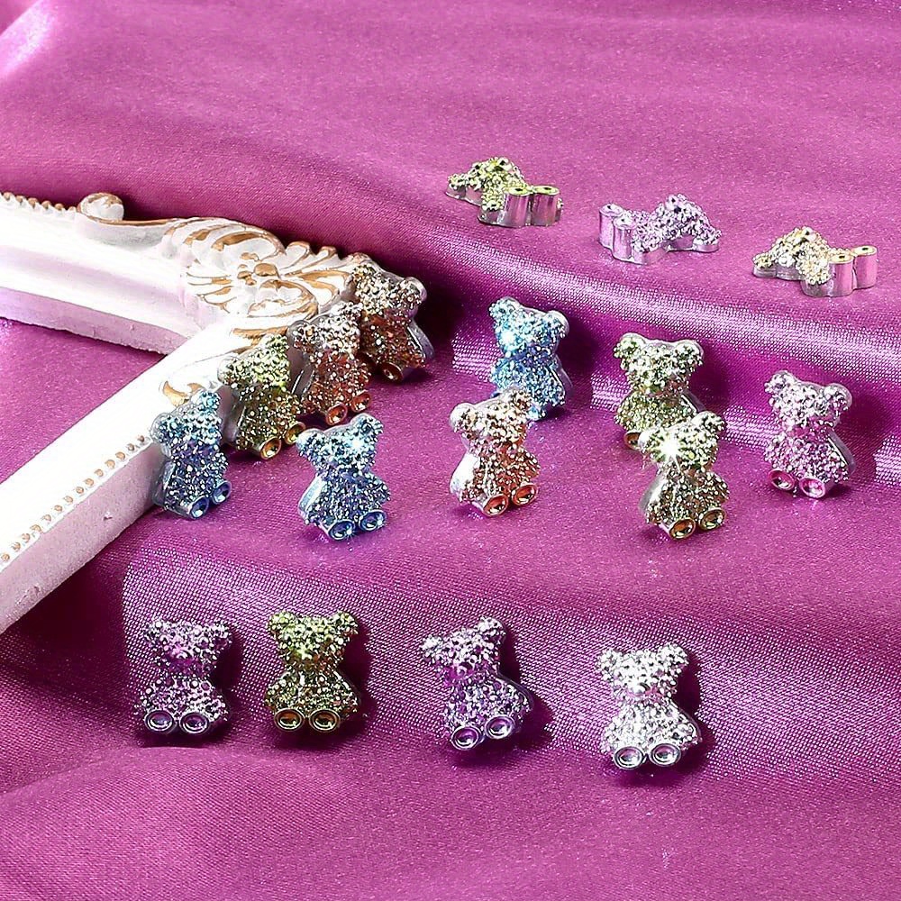 82 Pieces 3D Nail Charms Bear Nail Charms Rhinestone Nails with Heart Shiny  Capital Letter Charms for Nails Crystal Alloy Letter Nail Charms Nail Stud