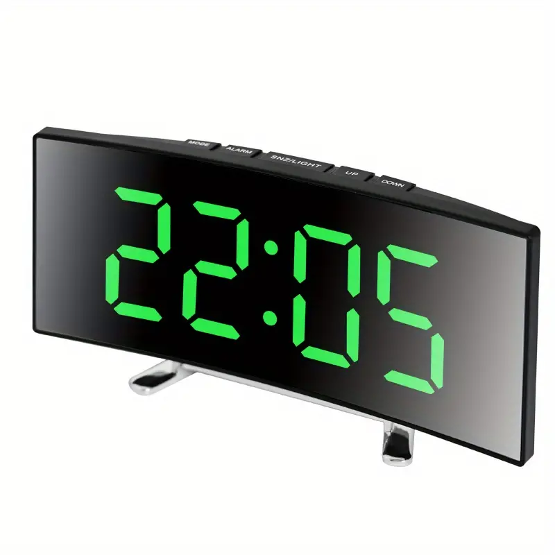 1pc Creative Curved Electronic Clock Led Large Screen Plug In Battery Dual  Purpose Mirror Alarm Clock Student Bedroom Dedicated Silent Multi Function Desktop  Clock Battery - Home & Kitchen - Temu