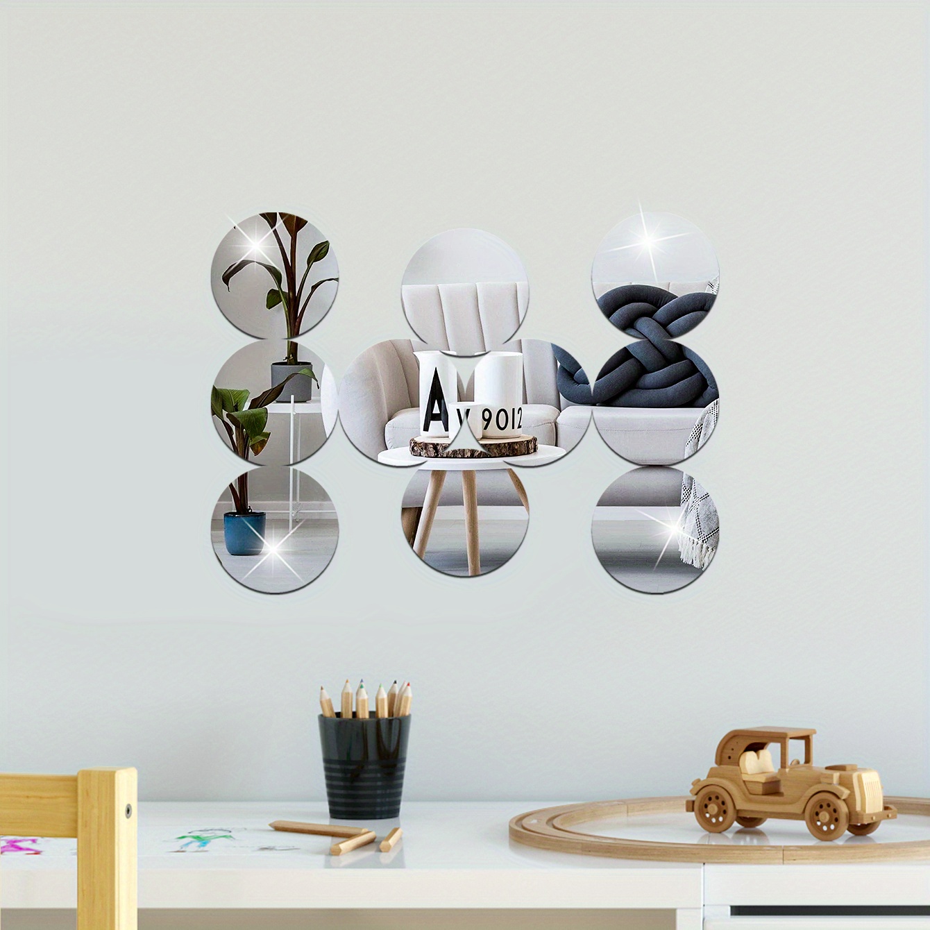 Patchwork Acrylic Mirror Self Adhesive Shatterproof Wall Sticker Mirror for  Home
