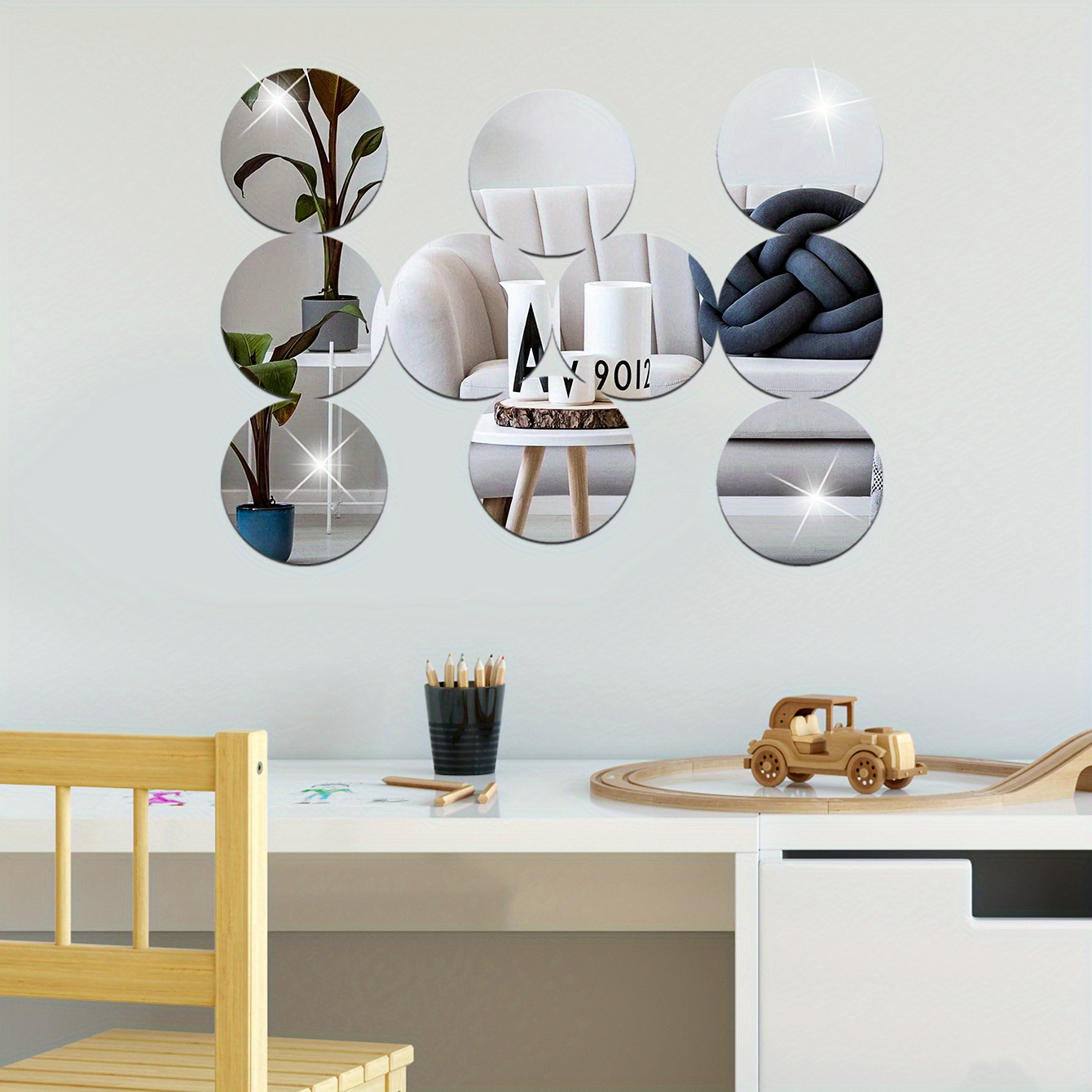 SelfTek 30 pegatinas de pared de espejo acrílico autoadhesivas, removibles,  redondas, espejos, adhesivos de pared, para bricolaje, hogar, arte