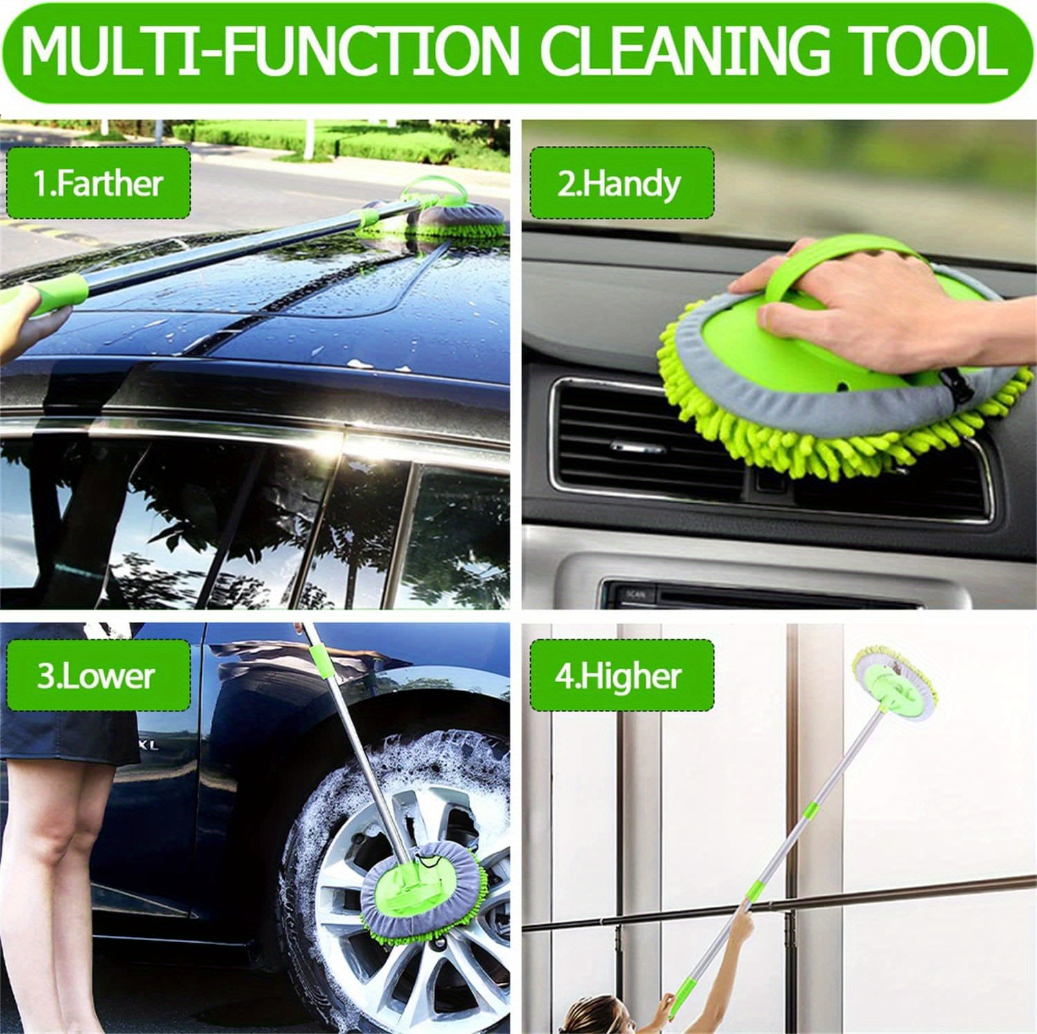 1 set car washing mop kit clean your car rv or truck easily with 2 replacement heads details 3