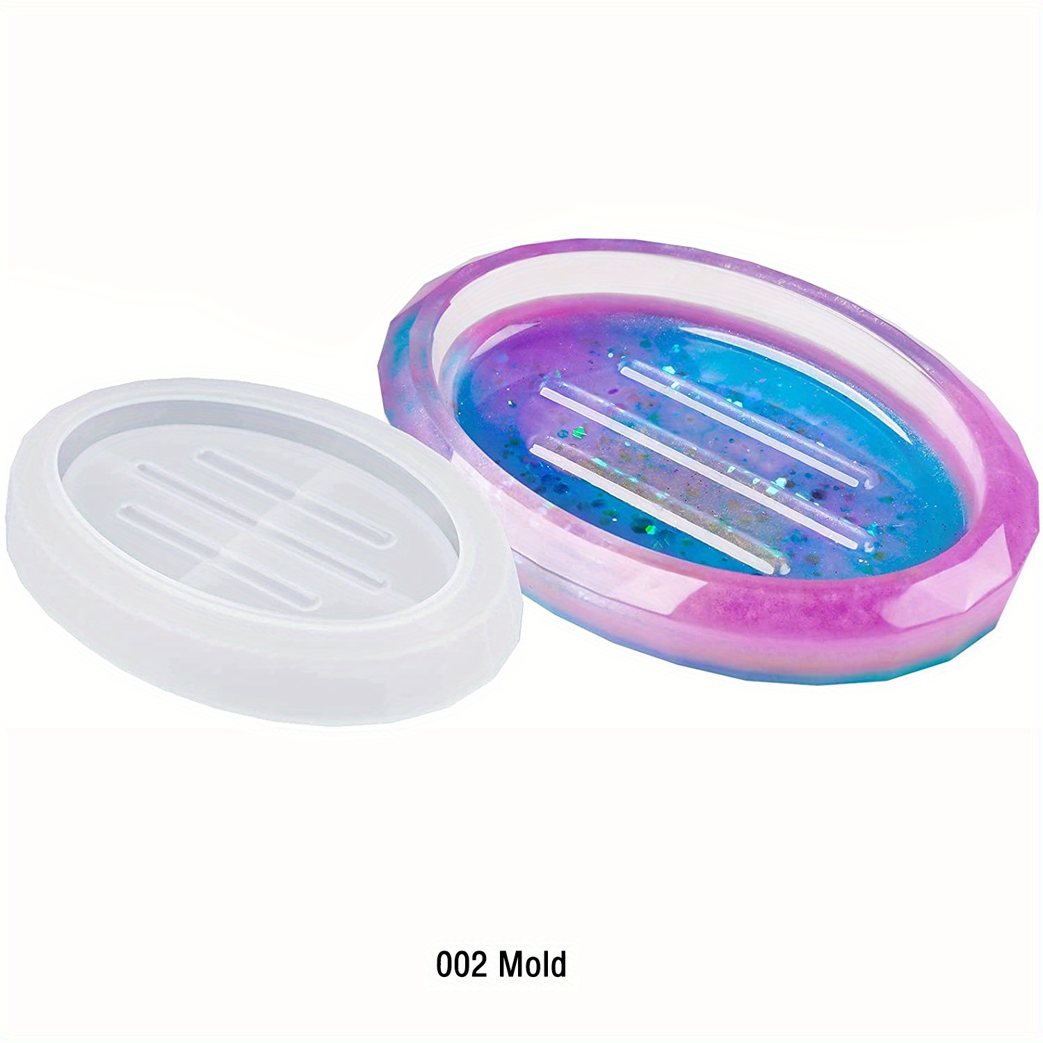 E-shop 2 Stile facettierte ovale und rechteckige DIY-Schale aus Epoxidharz, Silikonform, Ringschale, Schmucktablett, Kerzenhalter, Aufbewahrungsbox,