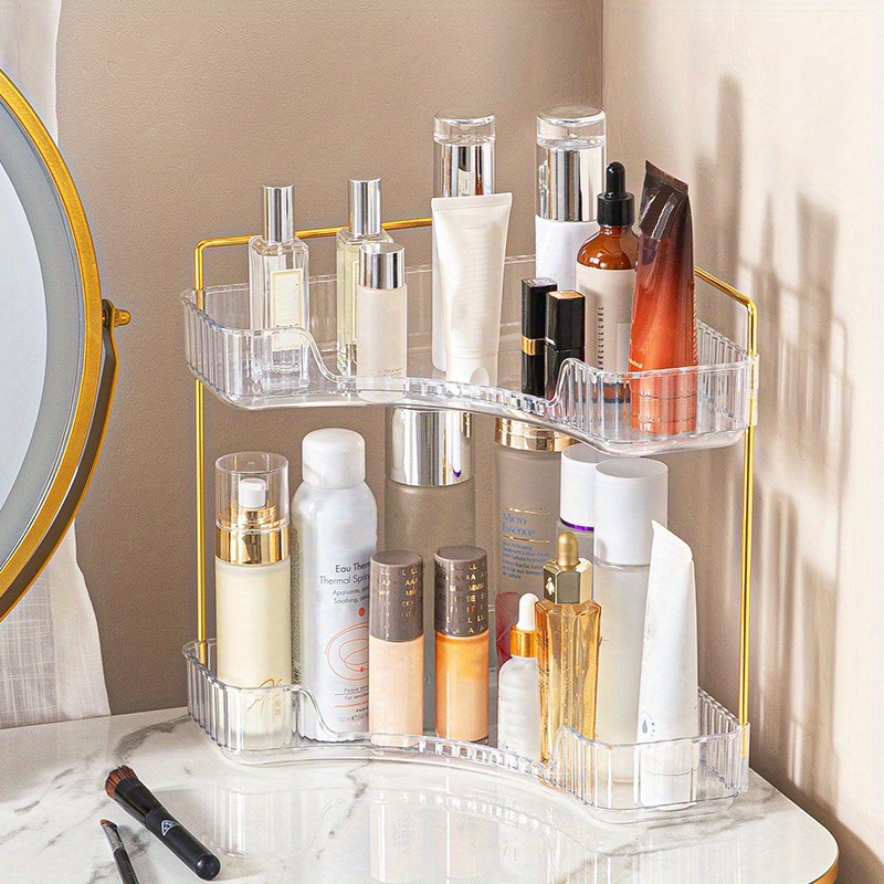 Double Layer Makeup Organizer Shelf Storage Shelf Cosmetic Holder Cosmetic Organizer  Shelf for Perfumes Bathroom Dresser Table Home 