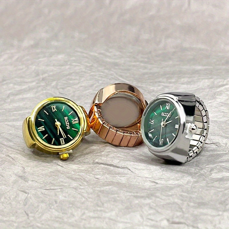 mini green watch   ring fashion accessories alloy shell finger watch men jewelry women trend ring gift details 5