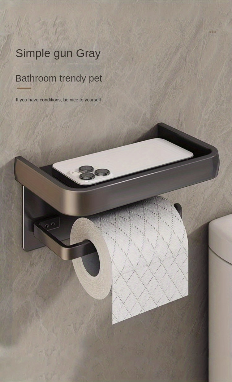 Porte-papier toilette avec étagère sans perçage, porte-papier toilette,  porte-papier