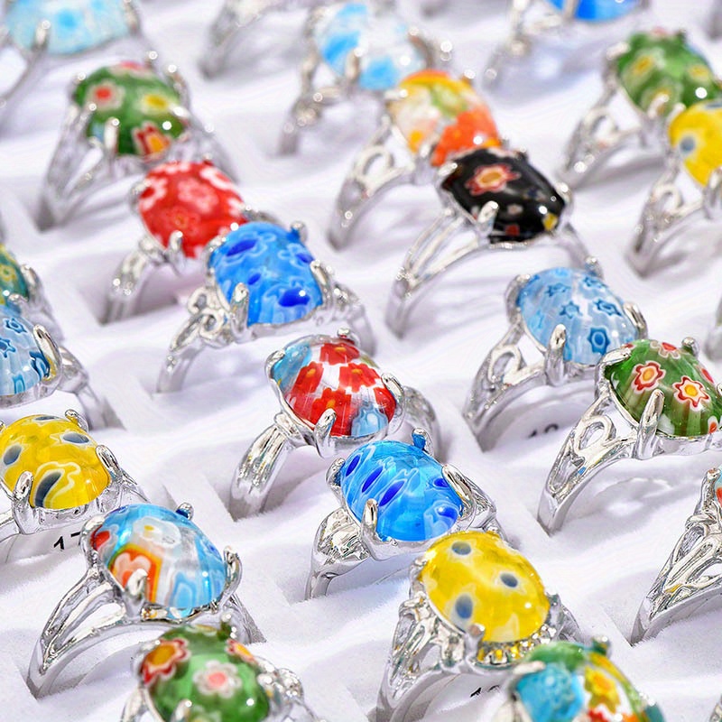 Set De 8 Anillos Con Piedras Preciosas Falsas, Ajustables Para Hombre Y Mujer, Ideal Con Disfraces Medievales Y Fiestas