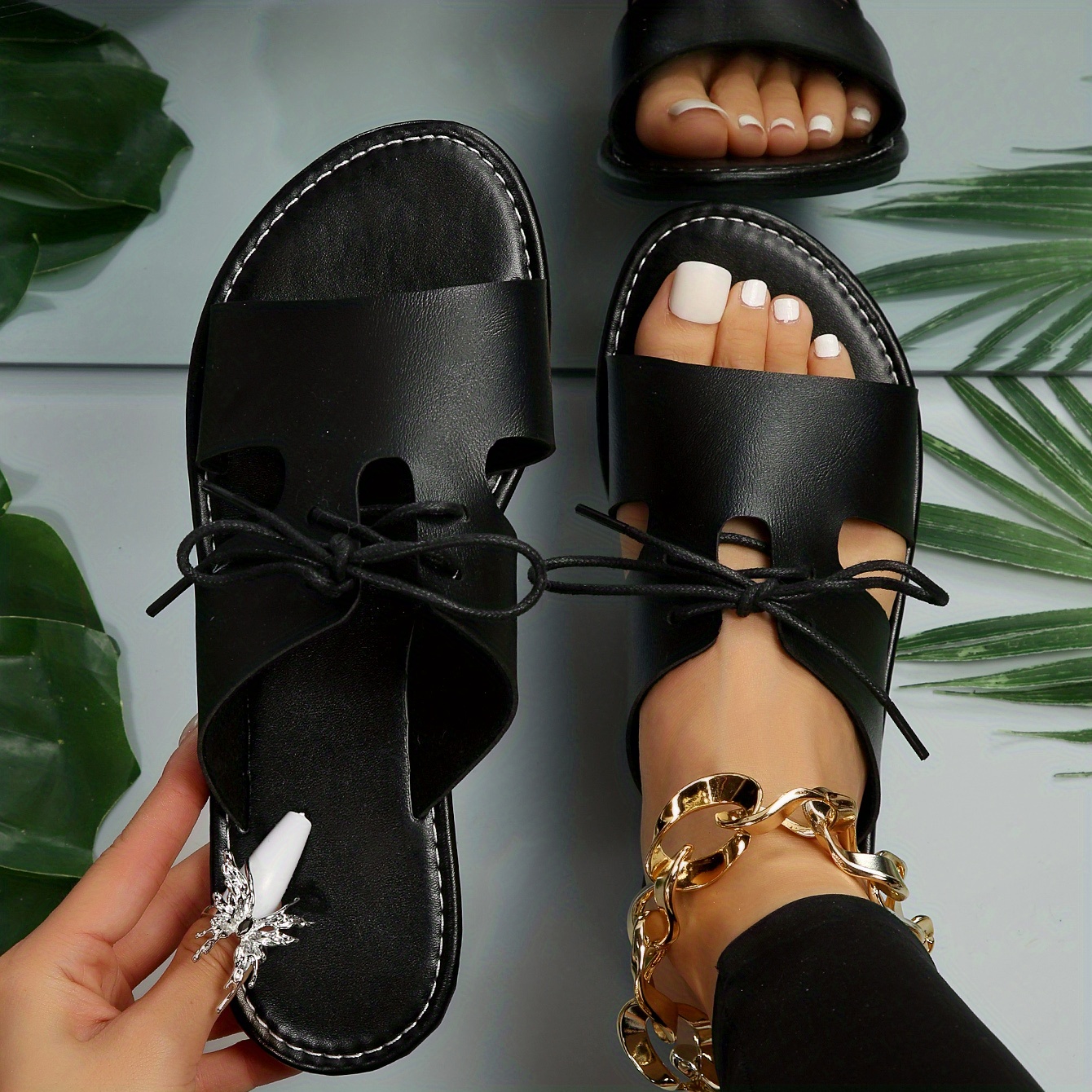 sandales plates femmes chaussures décontractées à lacets Temu Canada