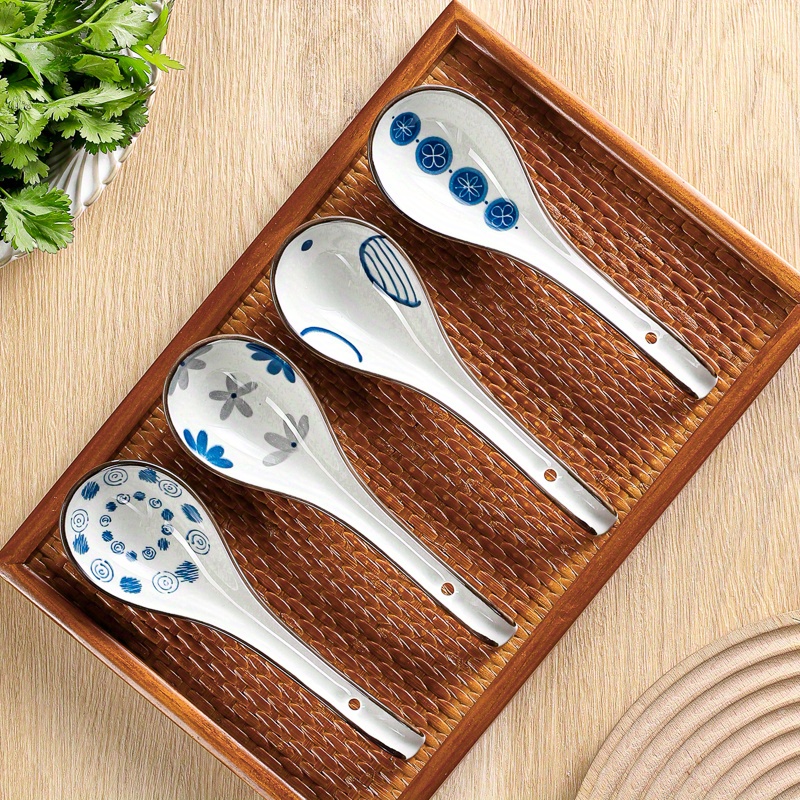 Ceramic Soup Spoons, Long Handle Soup Spoon, Ramen Spoons, For Noodles  Wonton Ramen Dumpling Rice Porridge, Kitchen Tools, Kitchen Accessories -  Temu