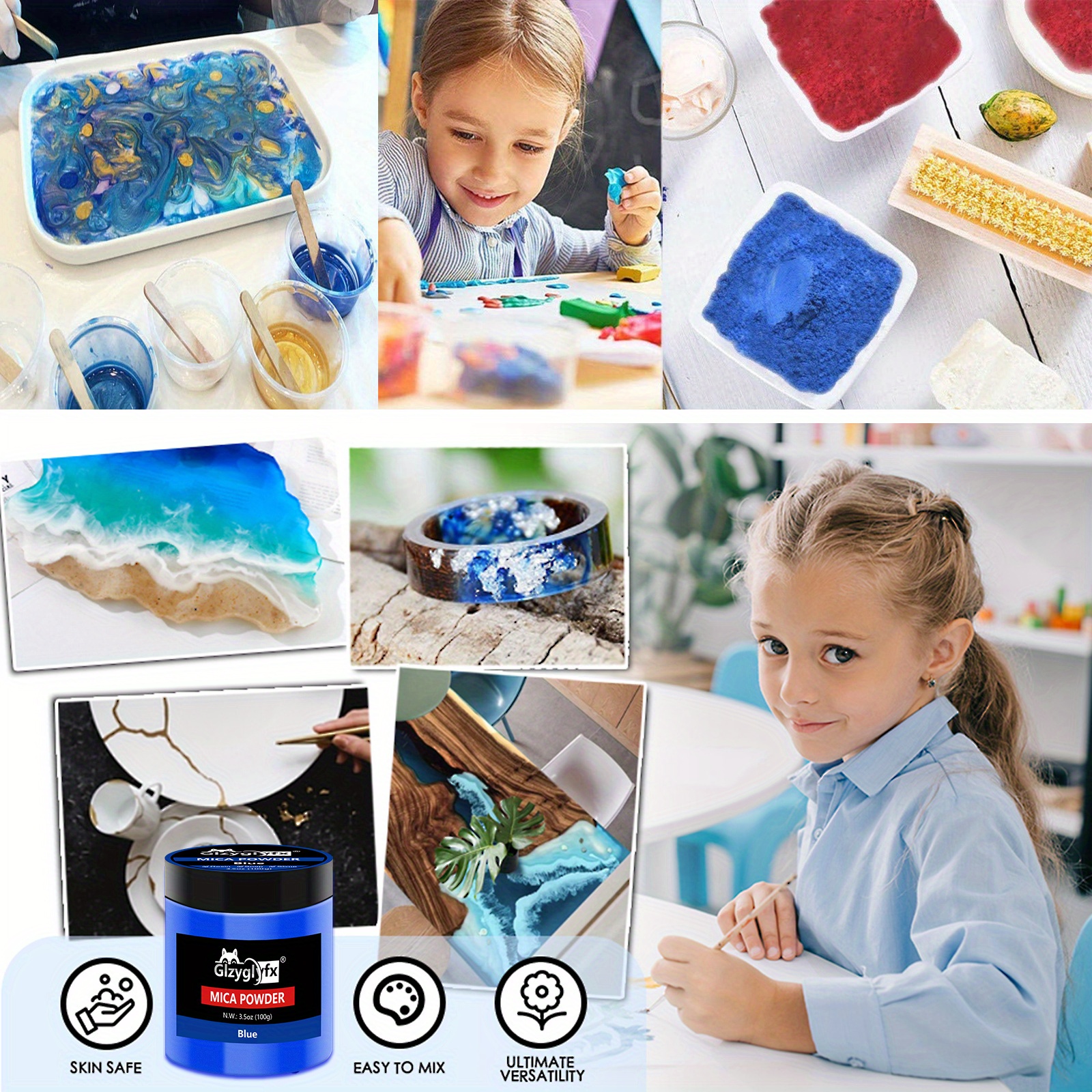 100g Jar Blue Pigment Powder Colorant , Epoxy Resin, DIY Crafting  Projects,Epoxy - Resin Art Supplies , Paint Making, Polymer Clay