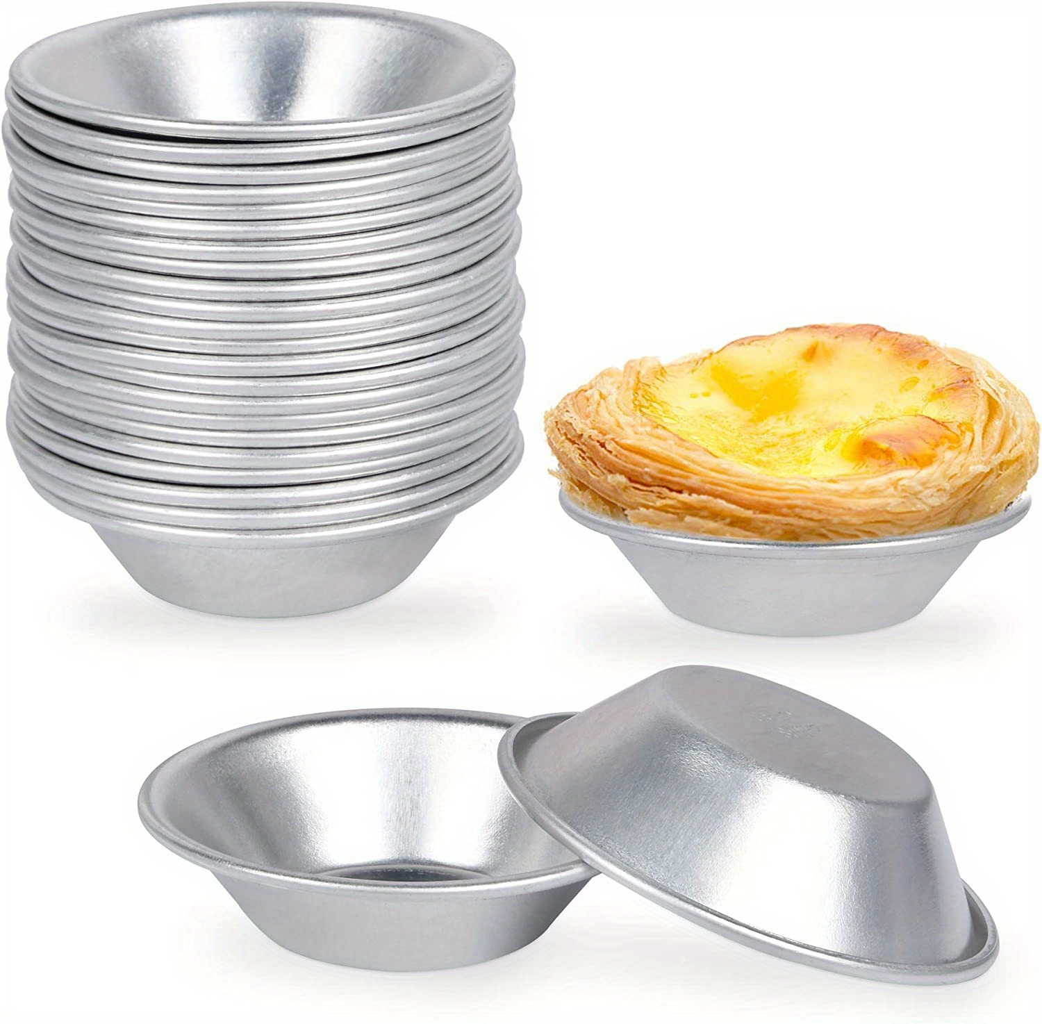 10 20pcs egg tart molds aluminum alloy   non stick mini pie pans pudding molds baking tools kitchen gadgets kitchen accessories home kitchen items details 0