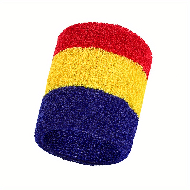 Muñequera de 318.9 in, muñequera deportiva para baloncesto, tenis,  muñequera, protector para el sudor (color rojo, amarillo y azul, tamaño:  3.9 in de