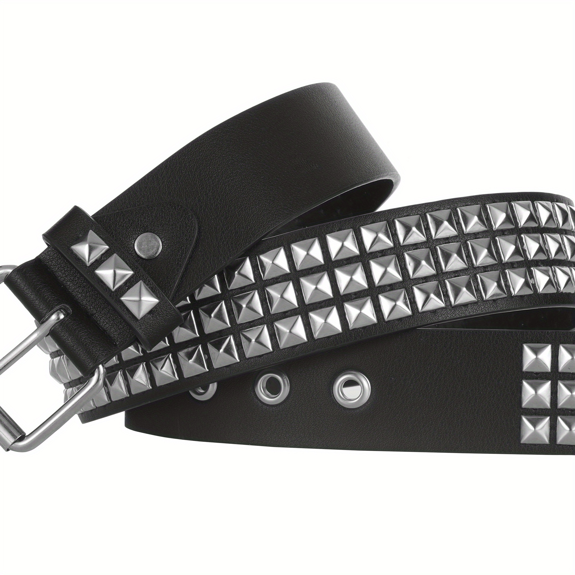 PU Leather Rivet Pin Buckle Belt, Funky Handsome Style