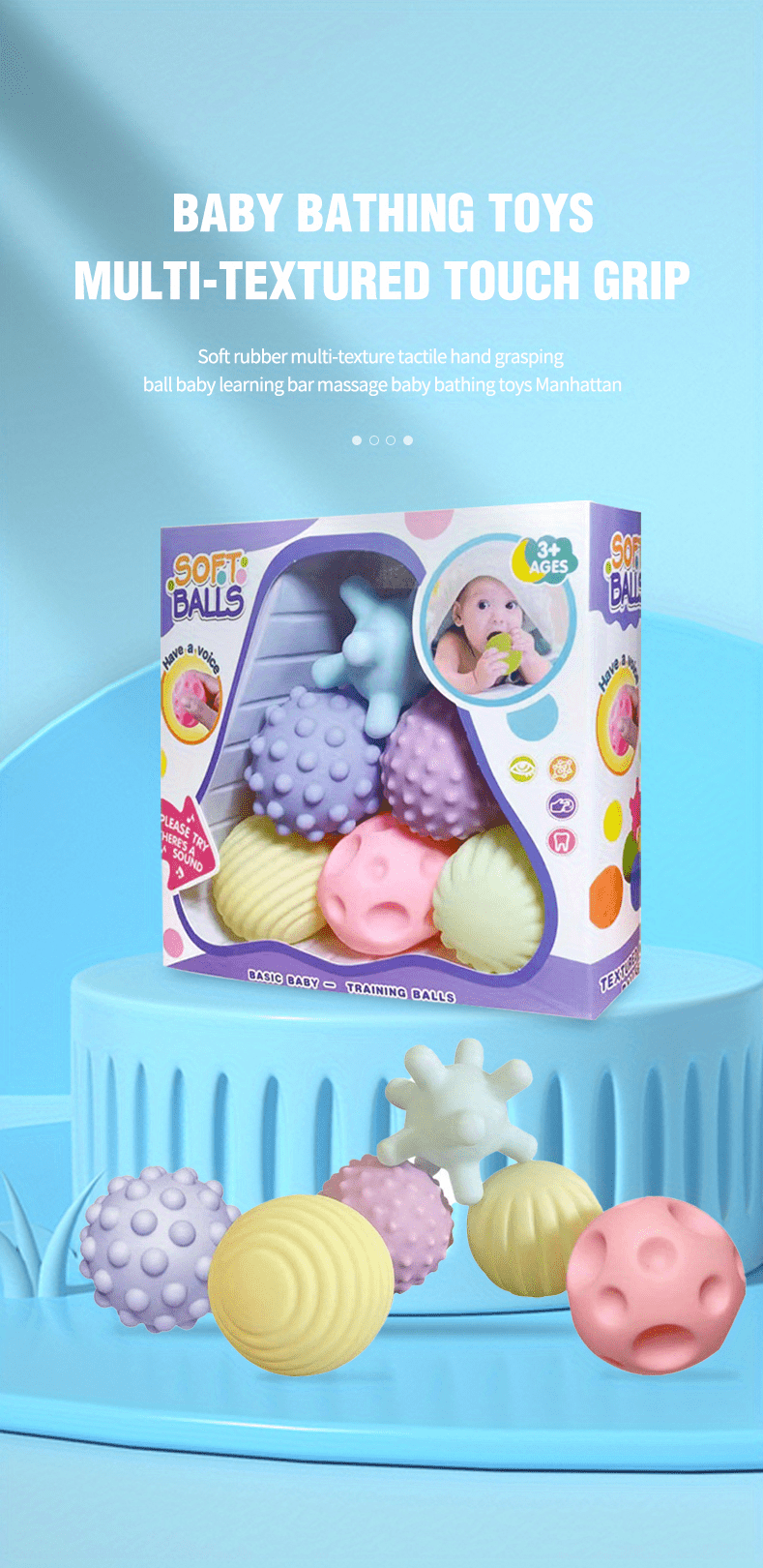  ROHSCE Paquete de 10 bolas sensoriales para bebés y niños, de 6  a 12 meses, bolas de juguete para bebés y niños pequeños, masaje, suave,  texturizado, multibolas.. : Juguetes y Juegos