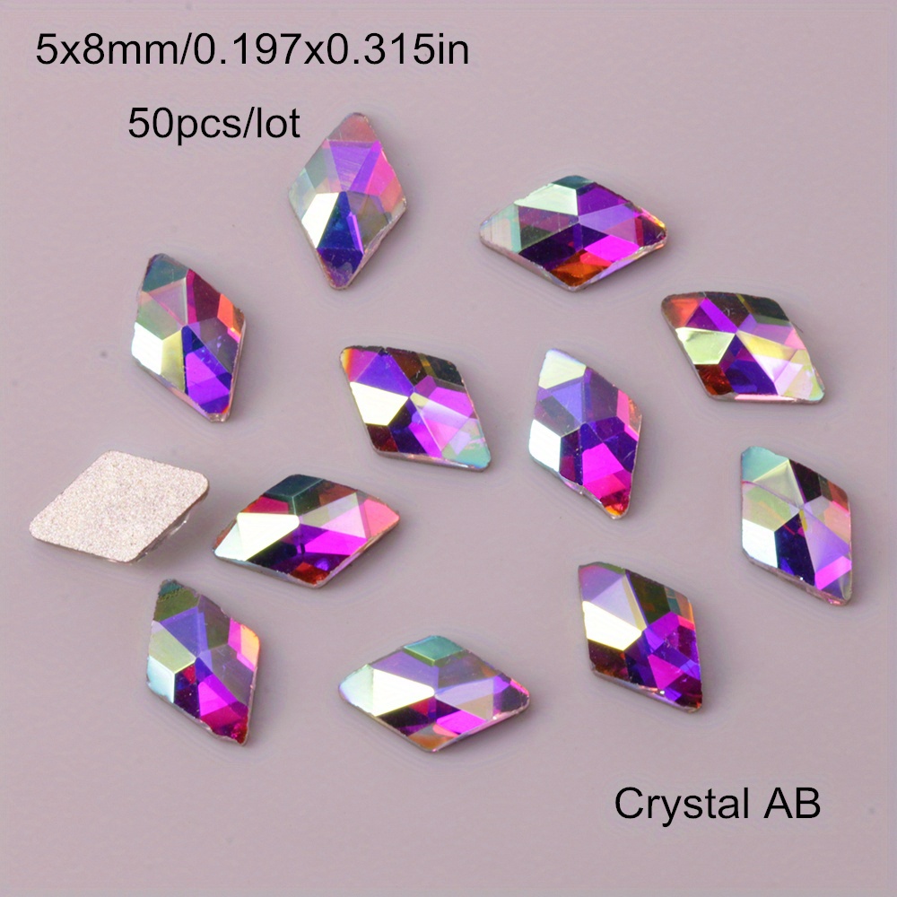 Lot Mixed Shapes Crystal Ab Flat Back Nail Art Crystal - Temu