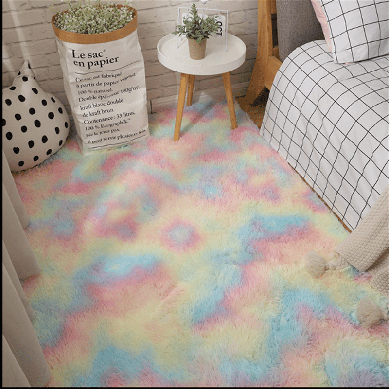 1pc   soft area rugs for bedroom living room tie   uxury plush fluffy bedside rug washable shag furry carpet non shedding for nursery children kids girls room home decorative rug home decor room decor details 0