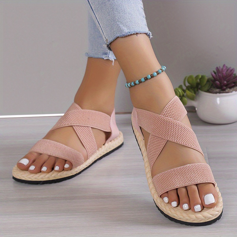womens elastic band flat sandals casual cross strap outdoor sandals comfortable beach sandals Product details 8