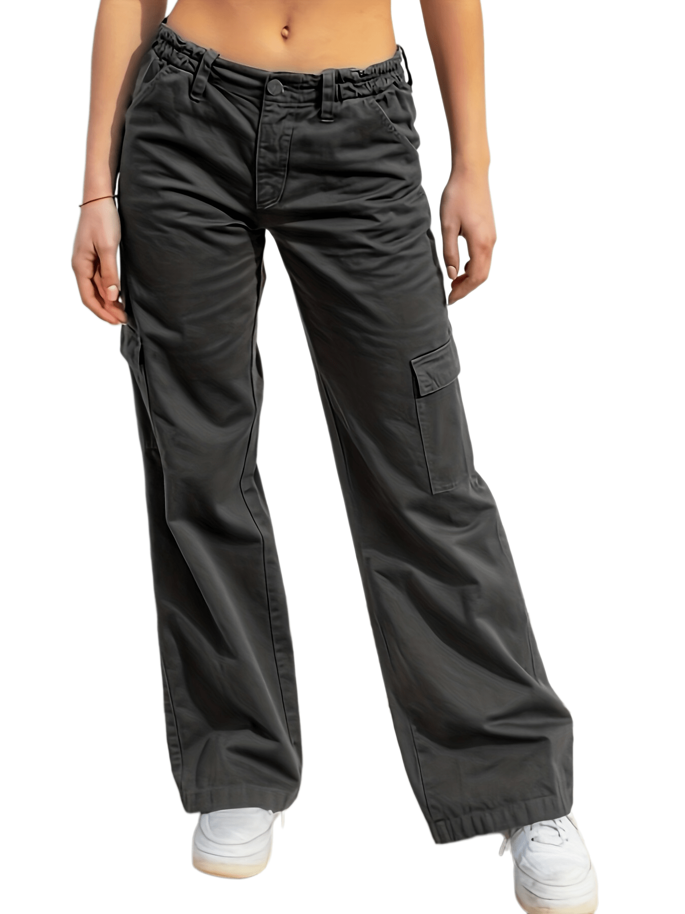 Y2k Flap Pockets Straight Leg Cargo Pants Casual Solid - Temu Philippines